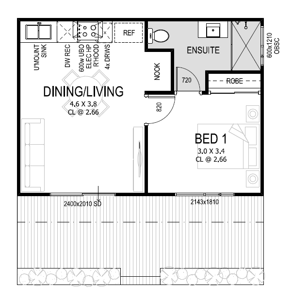 1x1 Granny Flat Floor Plan